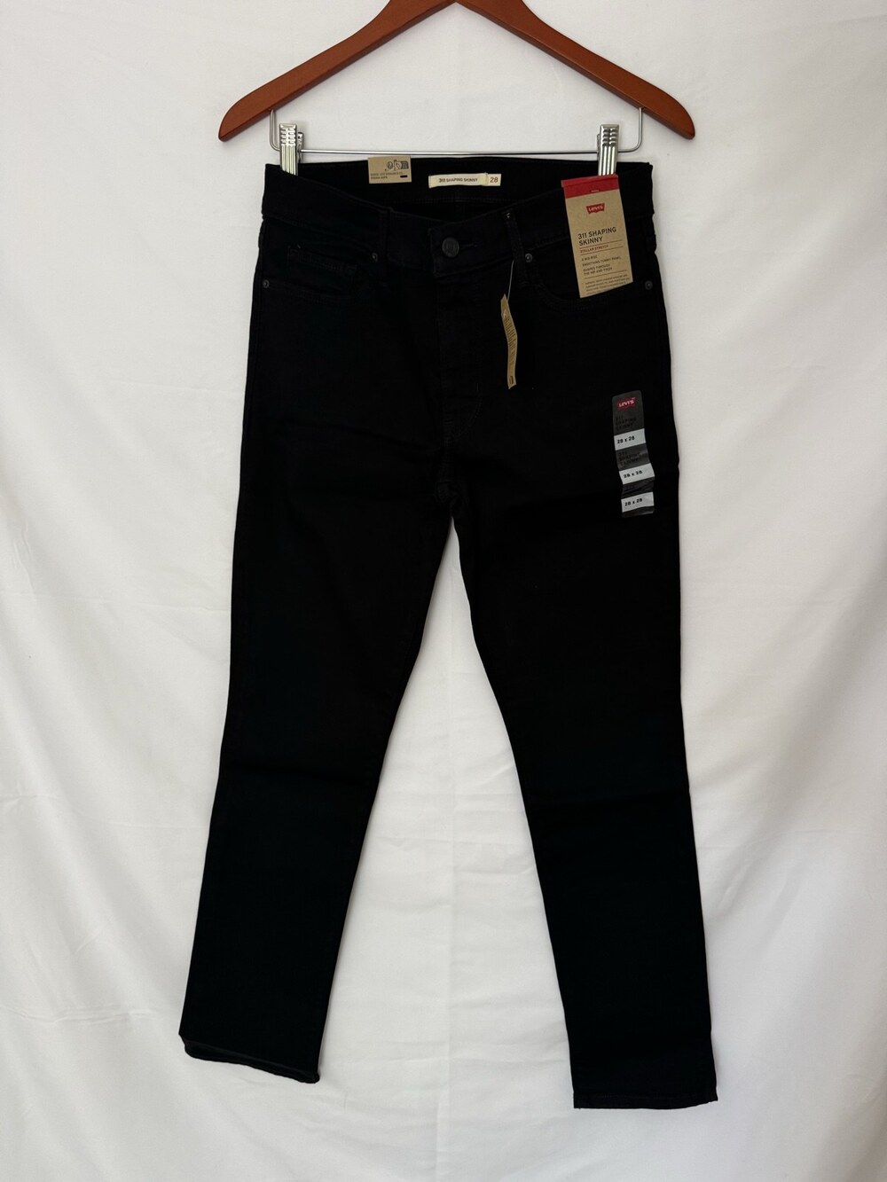 Levis 311 Shaping Skinny Jeans Black Size 28x28 Mid Rise Stretch NWT